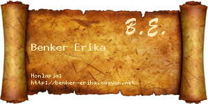 Benker Erika névjegykártya